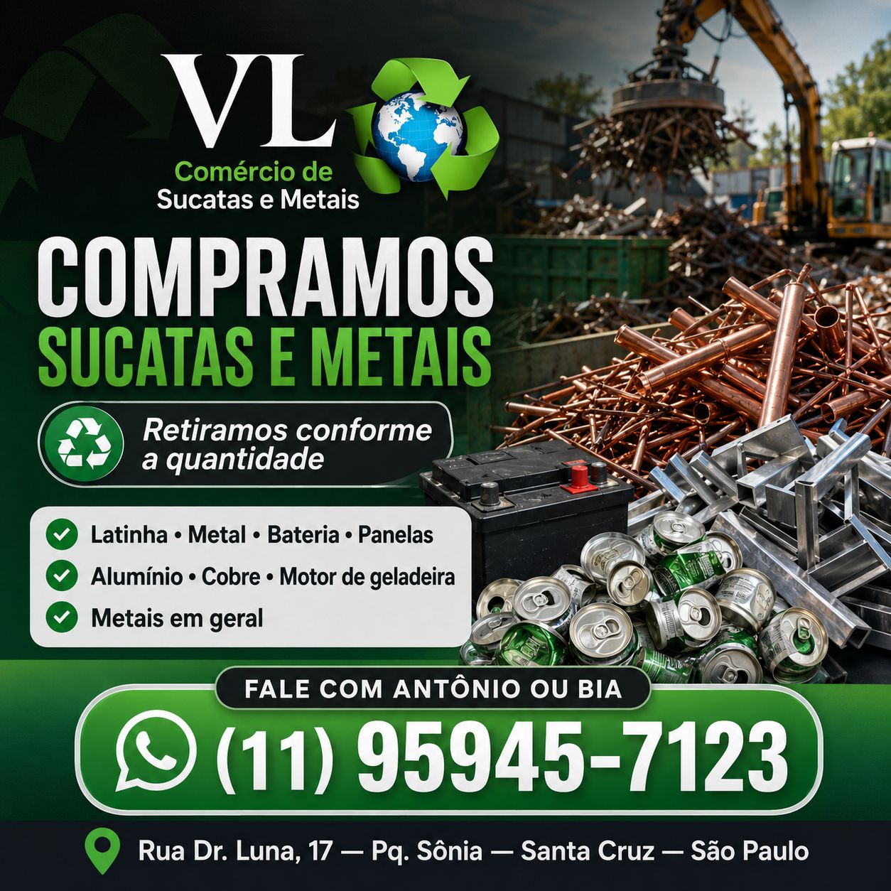 Banner VL Comércio de Sucatas e Metais — Compramos sucatas e metais